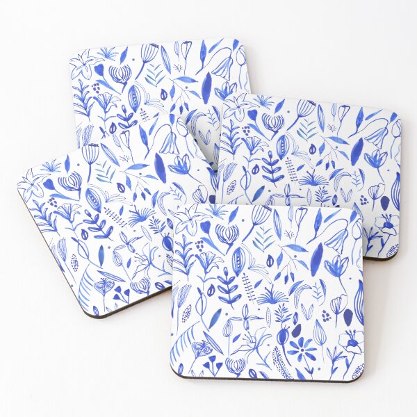 Item preview, Watercolor Illustration of Blue Flowers - Large Pattern designed and sold by ElizabethCoelho.