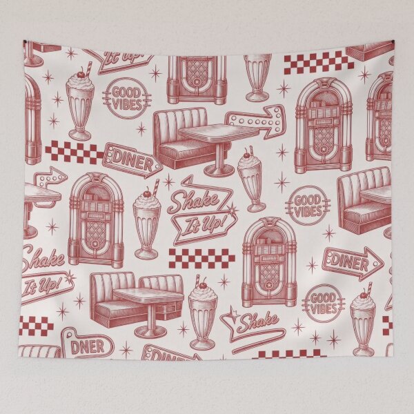 Item preview, Retro Diner Toile Seamless Pattern | Vintage Retro Y2K Toile Repeat designed and sold by StickyGuys.