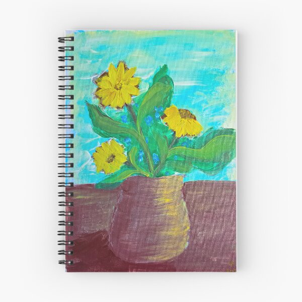 Item preview, Yellow Sunflowers in Pottery Vase Acrylic Still Life Painting designed and sold by LacyFlanaganArt.