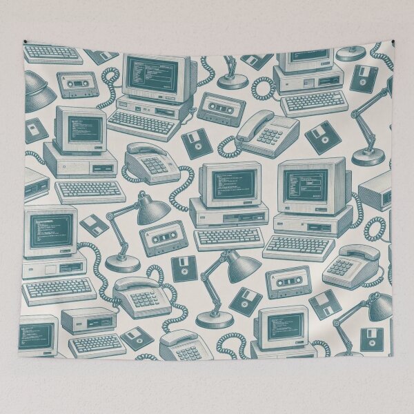 Item preview, Dial Up Nostalgia Toile Seamless Pattern | Vintage Retro Y2K Toile Repeat designed and sold by StickyGuys.