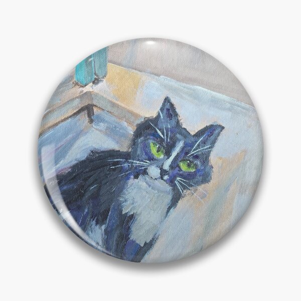 Item preview, Tuxedo Cat in Bathroom Sink Acrylic Painting designed and sold by LacyFlanaganArt.