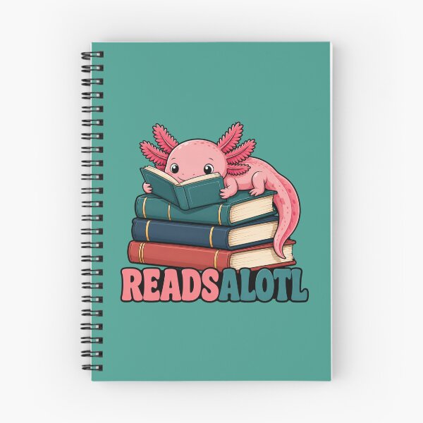 Item preview, ReadsAlotl Axolotl Stack Of Books Illustration designed and sold by GibasVisuals.