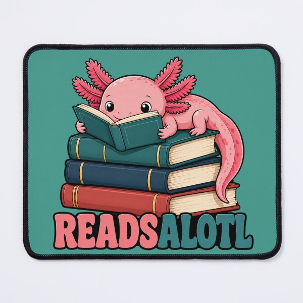 Item preview, ReadsAlotl Axolotl Stack Of Books Illustration designed and sold by GibasVisuals.