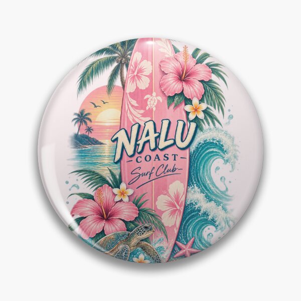 Artikelvorschau, Nalu Coast Tropical Surf Club Pink Surfboard Sea Turtle Ocean Waves entworfen und verkauft von Nalu Coast.