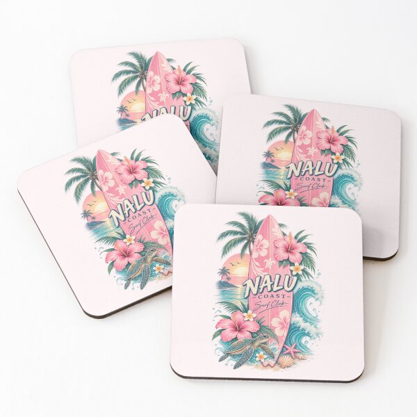 Item preview, Nalu Coast Tropical Surf Club Pink Surfboard Sea Turtle Ocean Waves designed and sold by Nalu Coast.