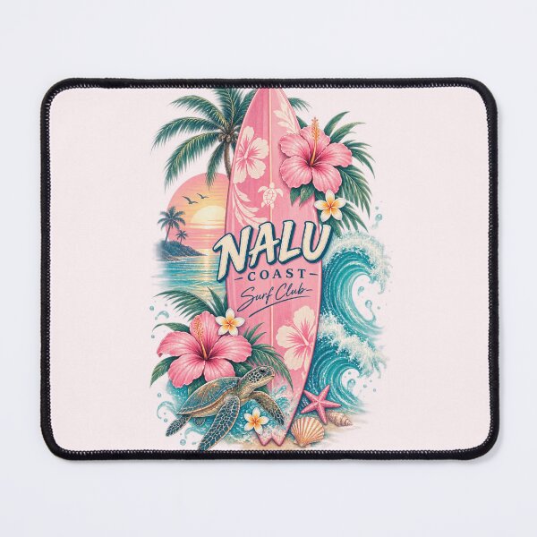 Item preview, Nalu Coast Tropical Surf Club Pink Surfboard Sea Turtle Ocean Waves designed and sold by Nalu Coast.