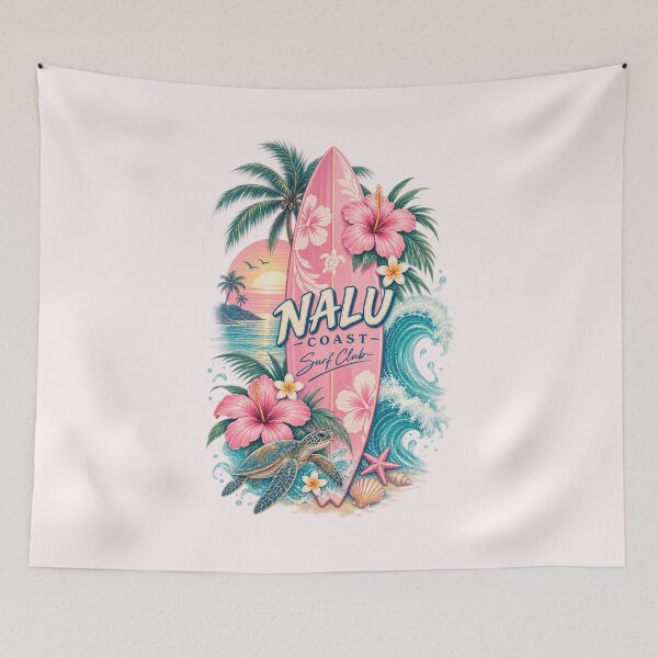 Item preview, Nalu Coast Tropical Surf Club Pink Surfboard Sea Turtle Ocean Waves designed and sold by Nalu Coast.