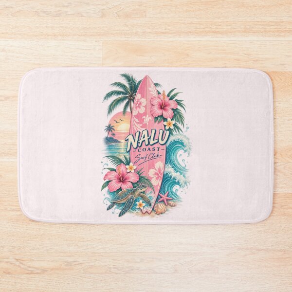 Item preview, Nalu Coast Tropical Surf Club Pink Surfboard Sea Turtle Ocean Waves designed and sold by Nalu Coast.
