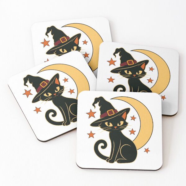 Item preview, Retro Black Cat Witch and Moon Halloween designed and sold by Drôle de Monde.