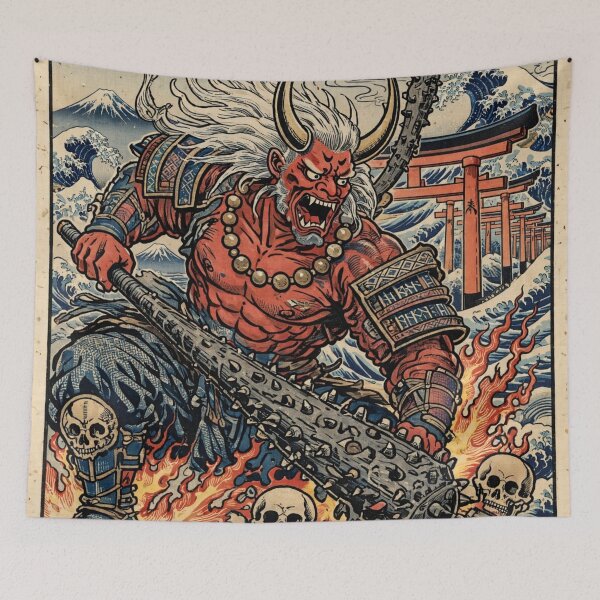 Item preview, Fiery Oni Demon Warrior Inferno designed and sold by Surviving Monday Club.