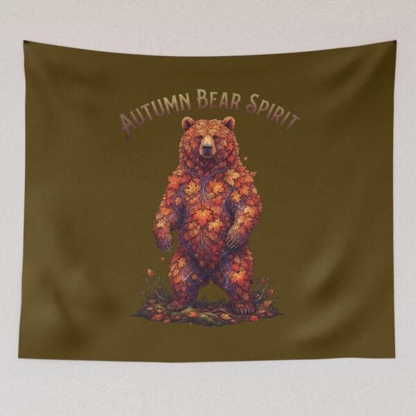 Item preview, Autumn Bear Spirit Fall Leaves Wildlife Nature Art designed and sold by Evelashop.