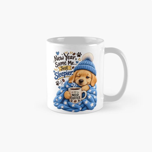 Item preview, New Year, Same Me… Just Sleepier – Cute Coffee Puppy designed and sold by HoMya.