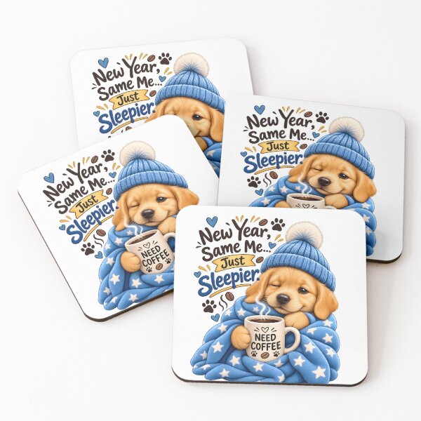 Item preview, New Year, Same Me… Just Sleepier – Cute Coffee Puppy designed and sold by HoMya.