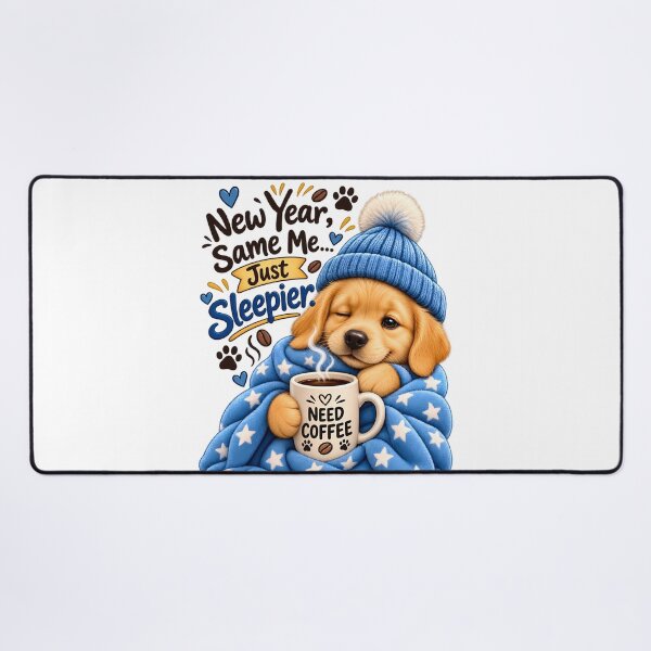 Item preview, New Year, Same Me… Just Sleepier – Cute Coffee Puppy designed and sold by HoMya.