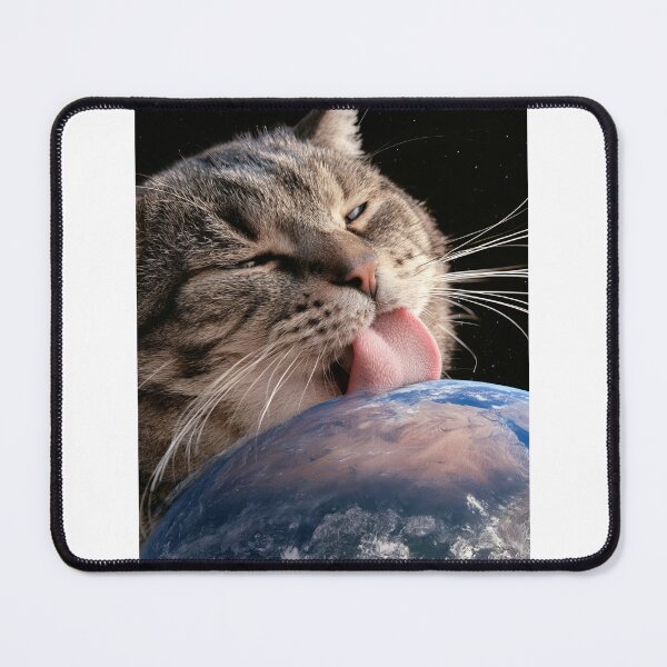 Item preview, Giant Cat Licking Earth - Funny Space Cat Meme designed and sold by PharaonicArtist.