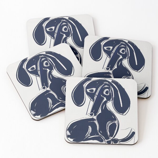 Item preview, Dachshund - Blue Abstract Art designed and sold by shadow-bloom.