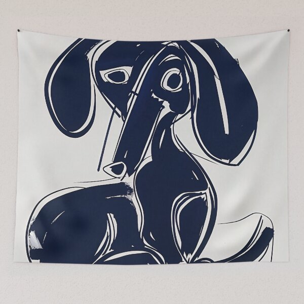 Item preview, Dachshund - Blue Abstract Art designed and sold by shadow-bloom.