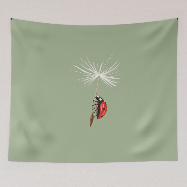 Item preview, Ladybug hanging from a Dandelion seed designed and sold by wonderxwander.