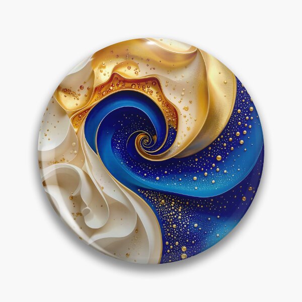 Item preview, Golden and Blue Abstract Swirl designed and sold by Vicky Brago-Mitchell®.
