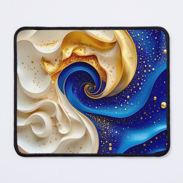 Item preview, Golden and Blue Abstract Swirl designed and sold by Vicky Brago-Mitchell®.