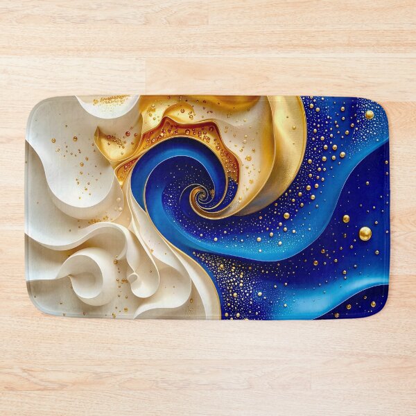 Item preview, Golden and Blue Abstract Swirl designed and sold by Vicky Brago-Mitchell®.