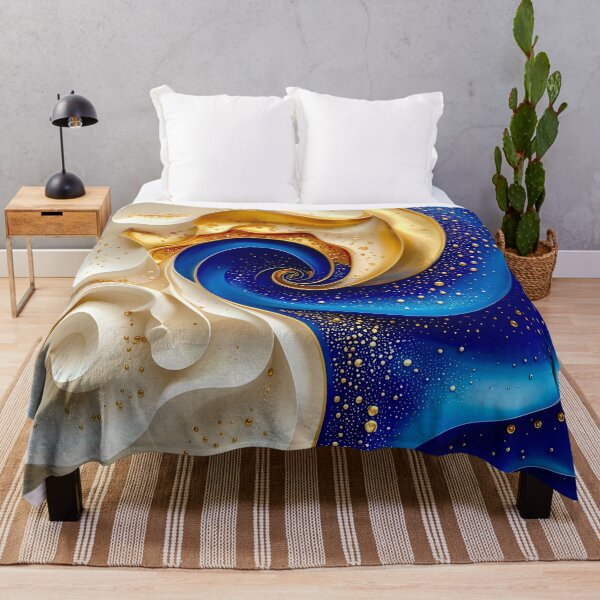 Item preview, Golden and Blue Abstract Swirl designed and sold by Vicky Brago-Mitchell®.