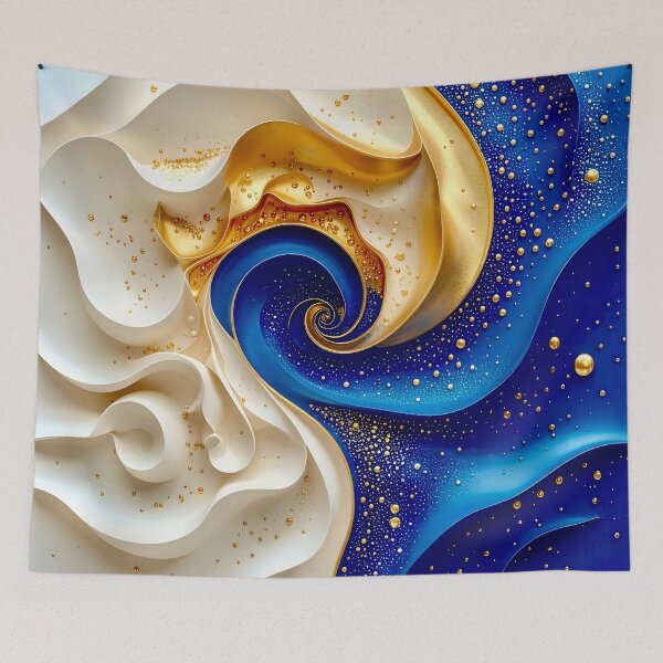 Item preview, Golden and Blue Abstract Swirl designed and sold by Vicky Brago-Mitchell®.