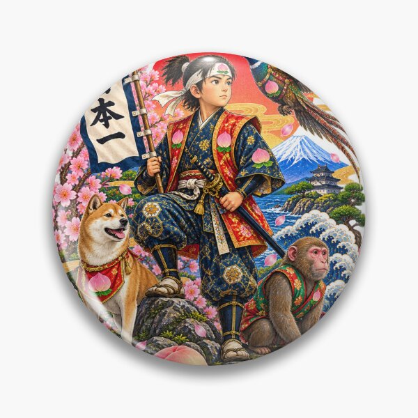 Item preview, Momotaro – Japanese Peach Boy with Dog, Monkey & Pheasant designed and sold by Daihuku2525.