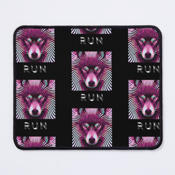 Item preview, SLOWBURN — RUN Wolf Pack Optical Illusion Art | Neon Optical Illusion Alternative in Magenta & Mint designed and sold by ✨nightvrld.