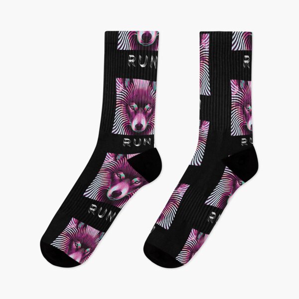 Item preview, SLOWBURN — RUN Wolf Pack Optical Illusion Art | Neon Optical Illusion Alternative in Magenta & Mint designed and sold by ✨nightvrld.