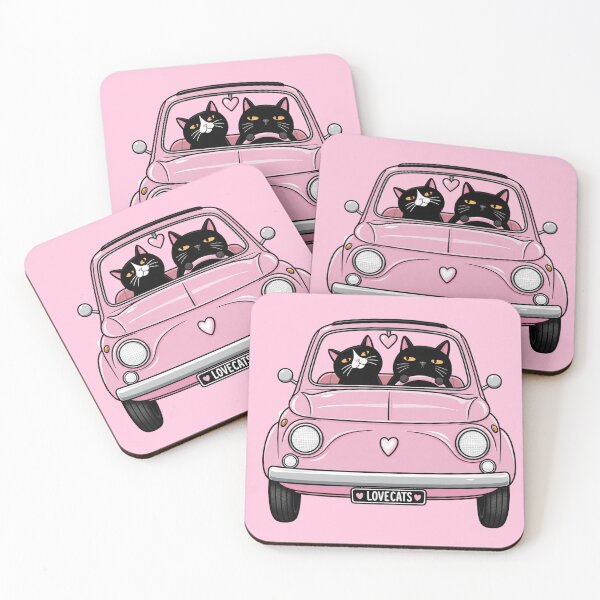 Item preview, Black cats in a pink car designed and sold by YChangShop.