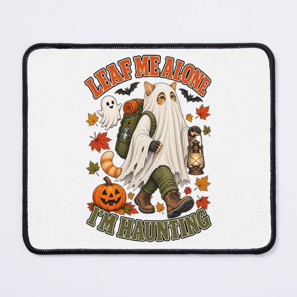 Item preview, Leaf Me Alone, I'm Haunting — Halloween Ghost Cat Graphic Tee designed and sold by GroveLaneCreative.