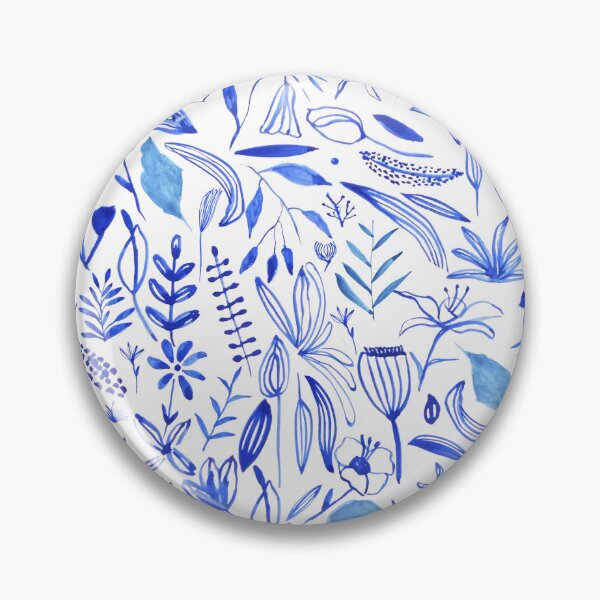 Item preview, Botanical Illustration of Flowers in Blue Watercolor designed and sold by ElizabethCoelho.