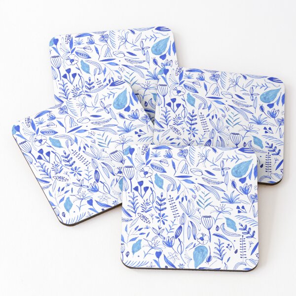 Item preview, Botanical Illustration of Flowers in Blue Watercolor designed and sold by ElizabethCoelho.