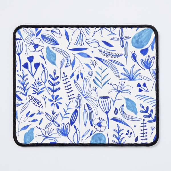 Item preview, Botanical Illustration of Flowers in Blue Watercolor designed and sold by ElizabethCoelho.