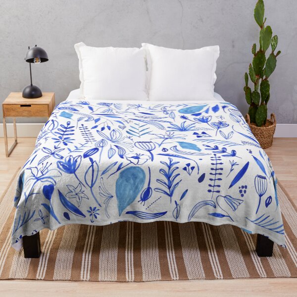Item preview, Botanical Illustration of Flowers in Blue Watercolor designed and sold by ElizabethCoelho.