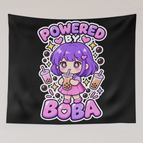 Item preview, Powered by Boba – Cute Kawaii Bubble Tea Girl designed and sold by Revyra Design .