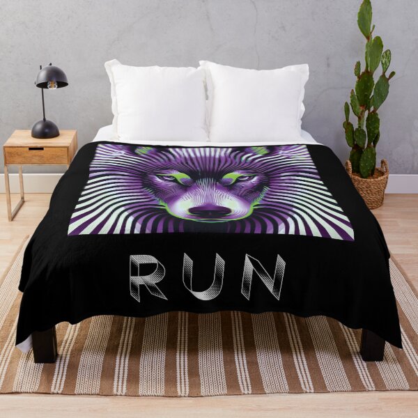 Item preview, THE FOOL — RUN Wolf Pack Optical Illusion Art | Psychedelic Festival Alternative in Purple & Green designed and sold by ✨nightvrld.