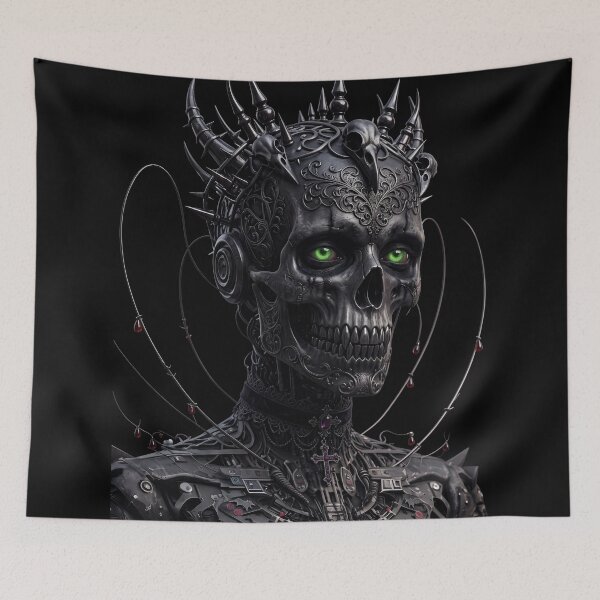 Item preview, Cybernetic Gothic Skull - Ornate Dark Fantasy Art designed and sold by EnigmaticGoth.