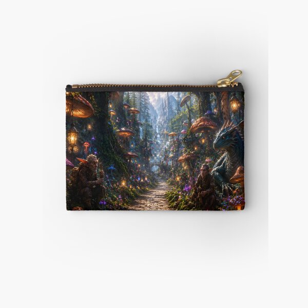 Item preview, Bosque encantado de fantasía con setas gigantes y dragón – Sendero mágico del bosque designed and sold by cozeecore.