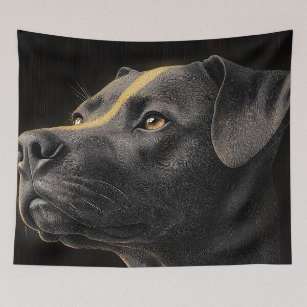 Item preview, Pit Bull Dog Black Gold Loyal Guardian designed and sold by mildaclairmo.