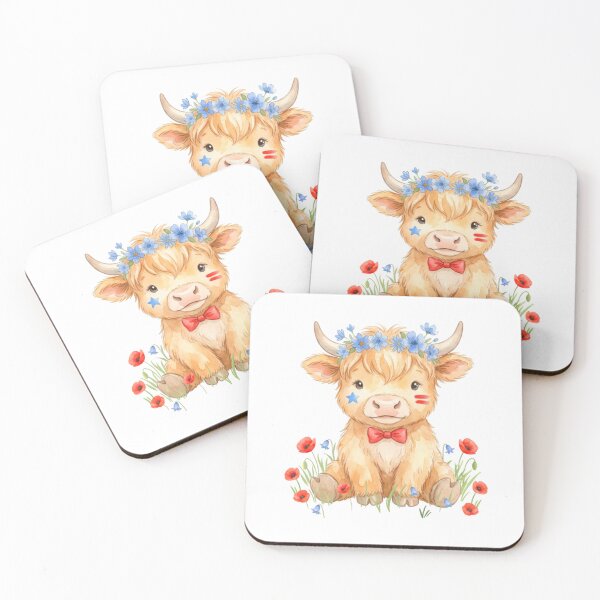Item preview, Patriotic Highland Cow Flower Crown designed and sold by HumTumMe.