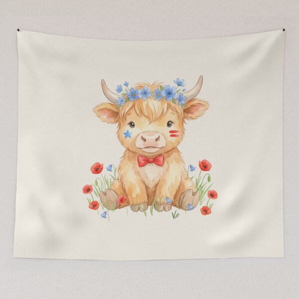 Item preview, Patriotic Highland Cow Flower Crown designed and sold by HumTumMe.