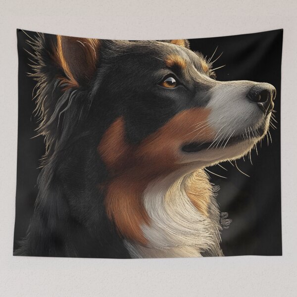 Item preview, Australian Shepherd Dog Amber Gaze Tricolor Heroic Glow designed and sold by mildaclairmo.