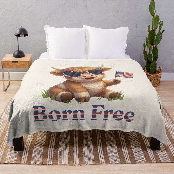 Item preview, Born Free Patriotic Highland Cow designed and sold by HumTumMe.