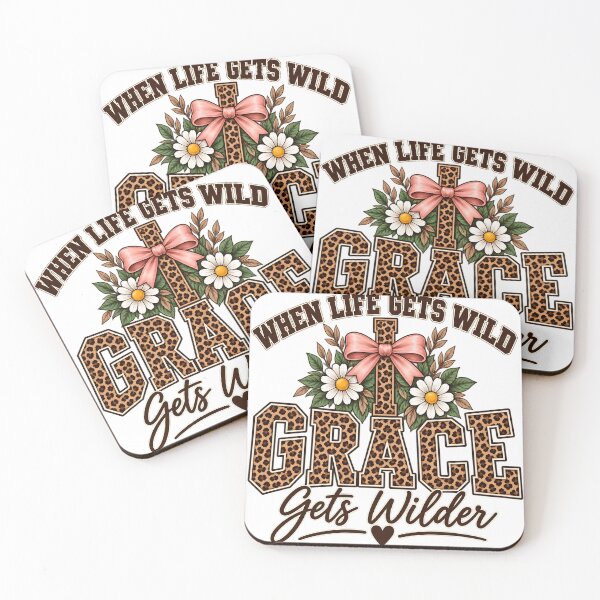 Item preview, When Life Gets Wild, Grace Gets Wilder - Christian Leopard Print Floral Cross designed and sold by oumayma mokrane.