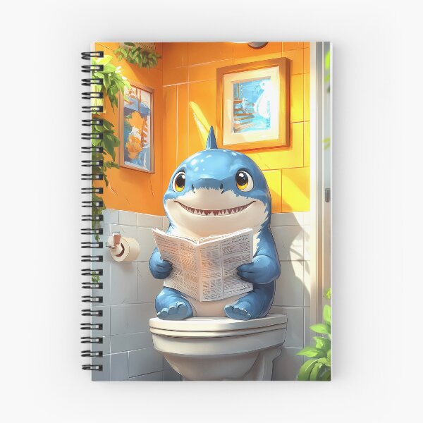 Item preview, Shark Bathroom Newspaper Reader Cute Cartoon Ocean Humor designed and sold by mildaclairmo.