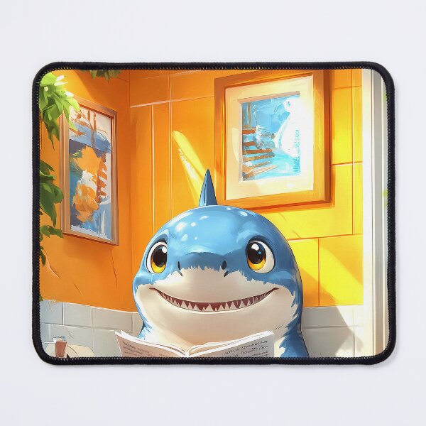Item preview, Shark Bathroom Newspaper Reader Cute Cartoon Ocean Humor designed and sold by mildaclairmo.