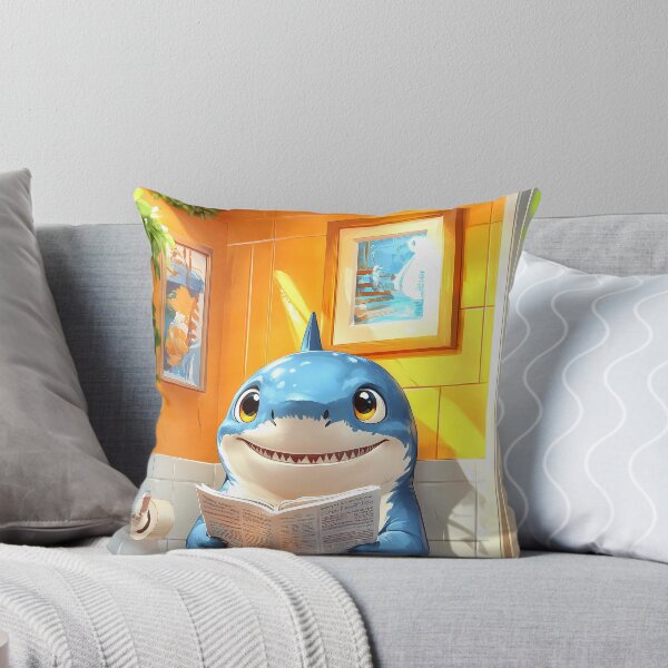 Item preview, Shark Bathroom Newspaper Reader Cute Cartoon Ocean Humor designed and sold by mildaclairmo.