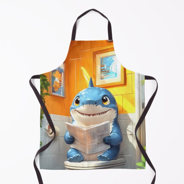 Item preview, Shark Bathroom Newspaper Reader Cute Cartoon Ocean Humor designed and sold by mildaclairmo.